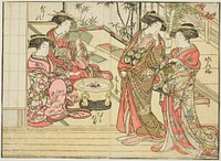 Courtesans of Otawaraya, from the book "Mirror of Beautiful Women of the Pleasure Quarters (Seiro bijin awase sugata kagami)," vol. 2 by Kitao Shigemasa