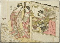 Courtesans of the Nakaomiya, from the book "Mirror of Beautiful Women of the Pleasure Quarters (Seiro bijin awase sugata kagami)," vol. 2 by Katsukawa Shunsho