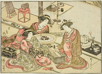 Courtesans of the Yamashiroya, from the book "Mirror of Beautiful Women of the Pleasure Quarters (Seiro bijin awase sugata kagami)," vol. 2 by Katsukawa Shunsho