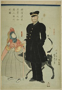 American Merchant Traveling in Yokohama (Yokohama torai Amerika shonin ryoko no zu) by Utagawa Sadahide