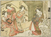 Four courtesans of various houses, from the book "Mirror of Beautiful Women of the Pleasure Quarters (Seiro bijin awase sugata kagami)," vol. 3 by Katsukawa Shunsho