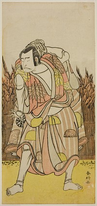 The Actor Nakamura Nakazo I as Hachiman Taro Yoshiie (?) in the Play Oshu Adachi ga Hara (?), Performed at the Nakamura Theater (?) in the Fourth Month, 1775 (?) by Katsukawa Shunkо̄