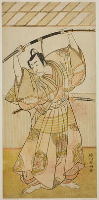 The Actor Ichikawa Danjuro V as Taira no Munekiyo (?) from the Play Kitekaeru Nishiki no Wakayaka (?), Performed at the Nakamura Theater (?) in the Eleventh Month, 1780 (?) by Katsukawa Shunkо̄