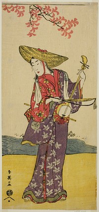 The Actor Sawamura Tamagashira as a Strolling Musician in the Play Dai Danna Kanjincho, Performed at the Kawarazaki Theater in the Eleventh Month, 1790 by Katsukawa Shun'ei