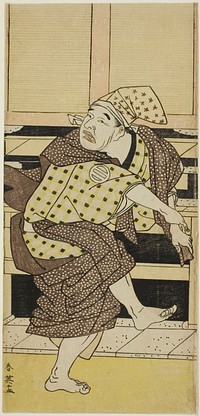 Actor Asao Tamejûrô I as Drunken Gotôbei Doing a Sambasô Dance in “Yoshitsune’s Koshigoe Petition” (“Yoshitsune Koshigoe jô”) by Katsukawa Shun'ei