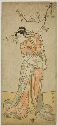 The Actor Ichikawa Ebizo (Danjuro V) as the Lady-in-Waiting Iwafuji in the Play Gozen-gakari Sumo Soga, Performed at the Kawarazaki Theater in the First Month, 1793 (?) by Katsukawa Shun'ei