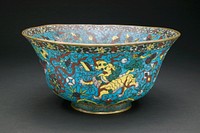 Bowl with Mandarin Ducks, Cranes, Auspicious Creatures, and Stylized Flowers
