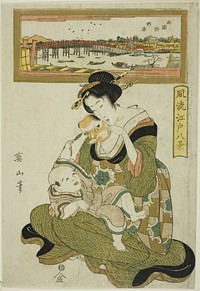 Enjoying the Evening Cool at Ryogoku Bridge (Ryogokubashi noryo), from the series "Fashionable Eight Views of Edo (Furyu Edo hakkei)" by Kikukawa Eizan