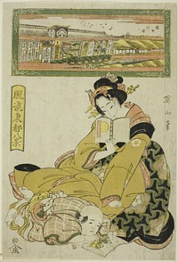 The Theater District in Sakai-cho (Sakai cho shibai), from the "Fashionable Eight Views of the Eastern Capital (Furyu Toto hakkei)" by Kikukawa Eizan