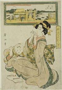 Benzaiten Shrine at Shinobugaoka (Shinobugaoka Benzaiten), from the "Fashionable Eight Views of the Eastern Capital (Furyu Toto hakkei)" by Kikukawa Eizan