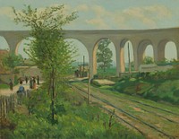 The Arcueil Aqueduct at Sceaux Railroad Crossing by Jean Baptiste Armand Guillaumin