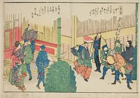 Pages from the illustrated book "Panoramic Views along the Banks of the Sumida River (Ehon Sumidagawa ryogan ichiran)" by Katsushika Hokusai