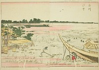 Low Tide at Shinagawa (Shinagawa shiohi), from the illustrated book "Picture Book of Amusements of the East (Ehon Azuma asobi)" by Katsushika Hokusai