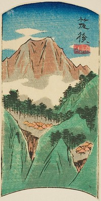 Chikugo, section of sheet no. 17 from the series "Cutout Pictures of the Provinces (Kunizukushi harimaze zue)" by Utagawa Hiroshige