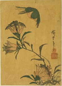 Bird and gentian by Utagawa Hiroshige