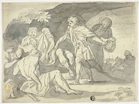 David Cutting Off Skirt of Saul's Robe by Unknown