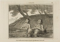 Having finally found the solution to spend the summer of 1857 in a pleasant way, plate 429 from Actualités by Honoré-Victorin Daumier