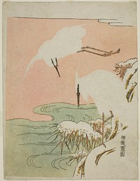 Two Egrets in the Snow by Isoda Koryusai