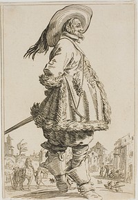 The Gentleman in the Fur-Trimmed Mantle with his Hands Behind his Back, from the series The Nobility of Lorraine by Jacques Callot