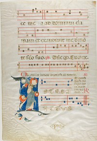 Nimbed Saint in a Historiated Initial "I" from an Antiphonary by Neri da Rimini