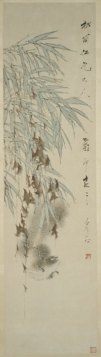 Bamboo and Squirrel (清朝 虚谷 松鼠翠竹图) by Xugu
