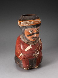 Jar in the Form of a Seated Warrior Holding a Sling and Club by Nazca