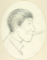 Profile of Man Smoking Cigar by Philip William May