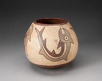 Rounded Jar Depicting Abstract Fish or Sharks by Nazca