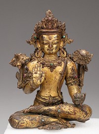 Bodhisattva Avalokiteshvara Seated with Hand in Gesture of Reassurance (Abhayamudra)