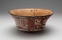 Small Flaring Bowl Depicting Costumed Ritual Performers [Cracked] by Nazca