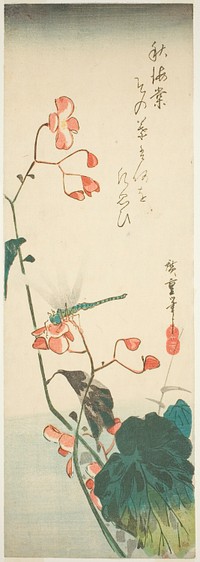 Dragonfly and begonia by Utagawa Hiroshige