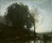 Bathing Nymphs and Child by Jean Baptiste Camille Corot