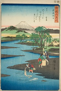 The Chofu Jewel River in Musashi Province (Musashi Chofu no Tamagawa), from the series "Six Jewel Rivers in the Various Provinces (Shokoku Mu Tamagawa)" by Utagawa Hiroshige