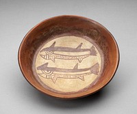 Plate Depicting a Pair of Fish or Sharks in Interior by Nazca