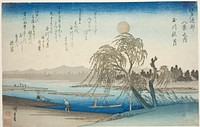 Autumn Moon over Tama River (Tamagawa no shugetsu), from the series "Eight Views in the Environs of Edo (Edo kinko hakkei no uchi)" by Utagawa Hiroshige