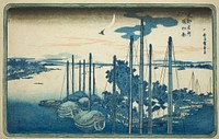 First Cuckoo of the Year at Tsukuda Island (Tsukudajima, hatsu hototogisu), from the series "Famous Views of the Eastern Capital (Toto Meisho)" by Utagawa Hiroshige