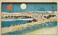 Nihon Embankment near the Yoshiwara (Yoshiwara Nihon-zutsumi), from the series "Famous Places in Edo (Koto meisho)" by Utagawa Hiroshige