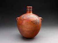 Globular Jar with Abstract Forms in Spirals on Shoulder by Tiwanaku