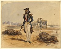 General with Troops in Background by Denis Auguste Marie Raffet