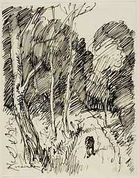 Wooded Landscape with Vagabond by Théophile-Alexandre Pierre Steinlen