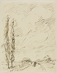 Tramp on a Road with Two Poplar Trees by Théophile-Alexandre Pierre Steinlen