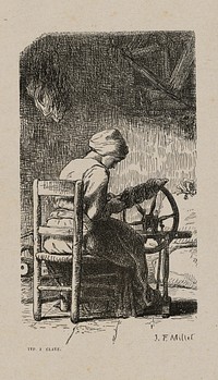 Woman Spinning by Jacques Adrien Lavieille