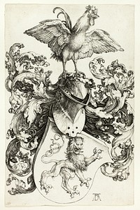 Coat of Arms with Lion and Rooster by Albrecht Dürer