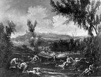 Arcadian Landscape with Figures by Alessandro Magnasco