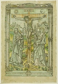 The Crucifixion with the Virgin and St. John (recto); God, the Father, Enthroned with the Signs of the Evangelists (verso) by Nicolas Prévost (Printer)