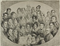 Thirty-one Portraits in an Oval by Pierre Roch Vigneron