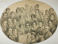 Portraits of 31 people in an Oval by Pierre Roch Vigneron