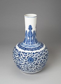 Bulbous Vase with Stylized Vines