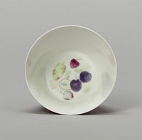 Cup with Stylized Fruit: Plums, Cherries, Melon, and Seeds