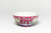 Ruby Red-Ground Famille-Rose 'Floral' Bowl